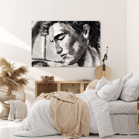 Wandbild 120x80cm Porträt eines Mannes Abstrakt Schwarz Weiß