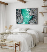 Paul Sinus Wandbild 120x80cm Wilder Bergfluss aus der Vogelperspektive Luftausnahme