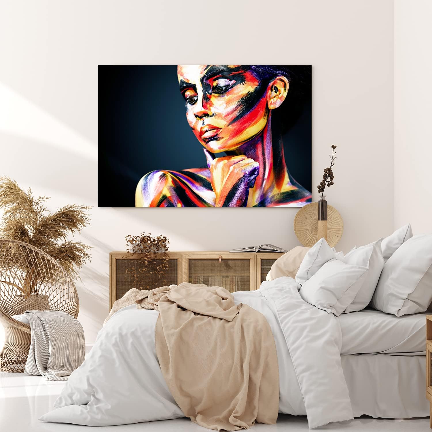 Wandbild 120x80cm Porträt einer jungen Frau Make Up Farbenfroh Kunstvoll