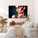 Wandbild 120x80cm Porträt einer jungen Frau Make Up Farbenfroh Kunstvoll