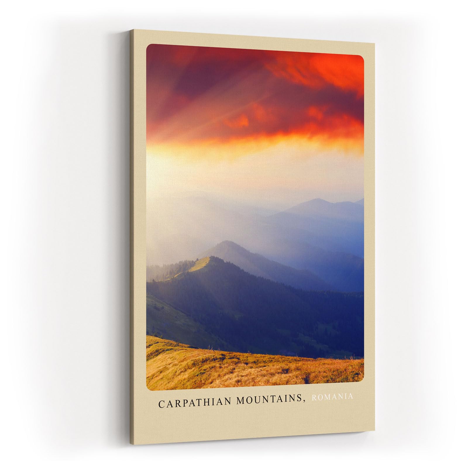 Paul Sinus Kunstdruck 40x60cm Carpathian Mountains Rumänien Sonnenuntergang über bewaldeten Hügeln und Bergen