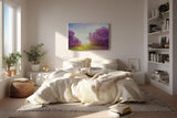 Sinus Art Wandbild 120x80cm Zauberhafte Lavendellandschaft mit Lichtspiel und blühenden Büschen