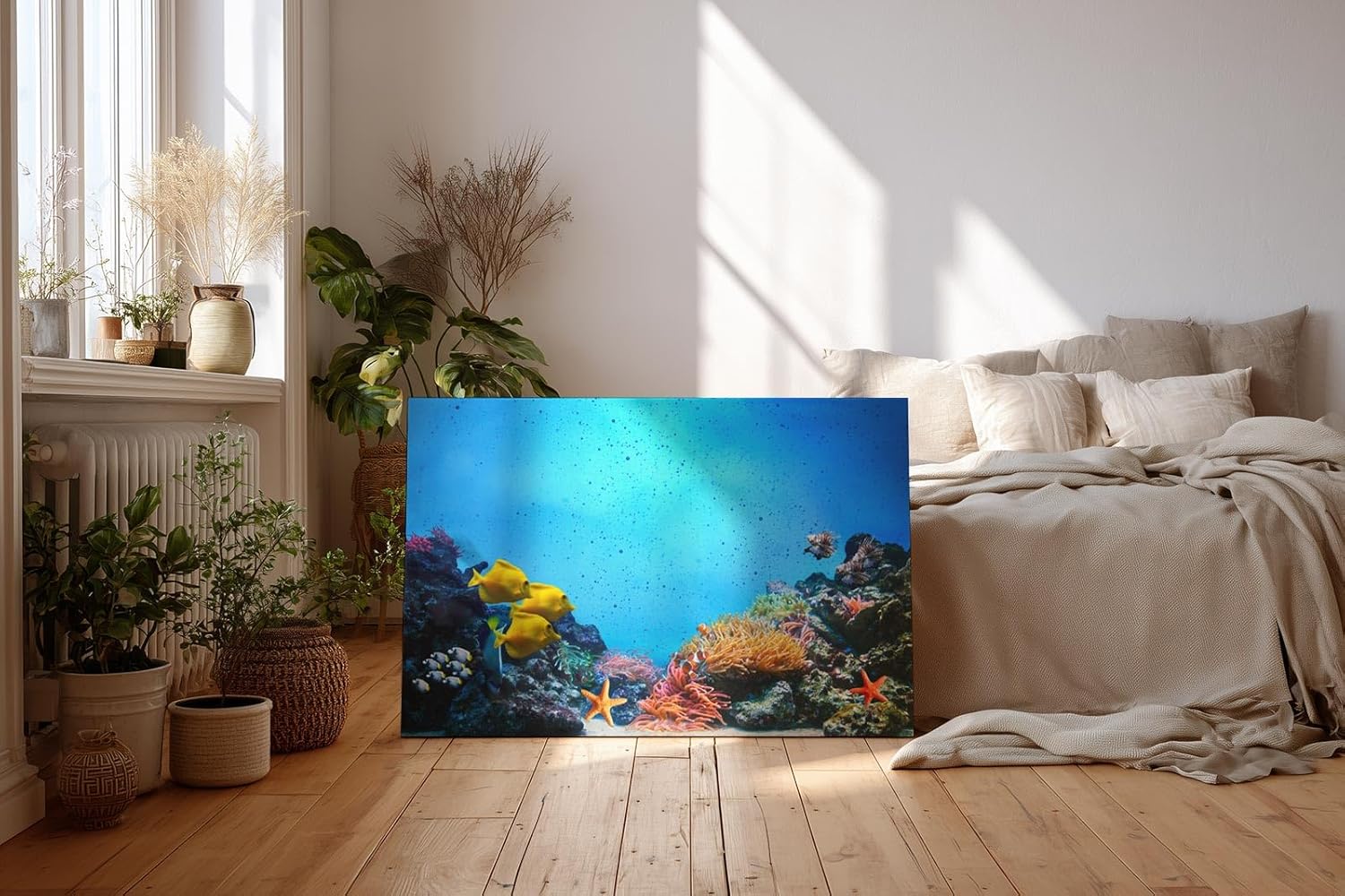 Sinus Art Wandbild 120x80cm Bunte Meeresbewohner und Korallen in einer lebendigen Unterwasserwelt