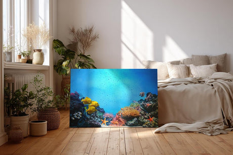 Sinus Art Wandbild 120x80cm Bunte Meeresbewohner und Korallen in einer lebendigen Unterwasserwelt