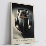 Paul Sinus Leinwandbild 80x120cm Leinwandbild Black Phantom Luxusauto futuristisches Design Eleganz Geschwindigkeit Exklusivität zeitlose Ästhetik