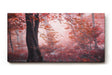 Sinus Art Wandbild 120x80cm Roter Herbstwald mit dichter Vegetation und nebligem Licht – geheimnisvoll und bezaubernd