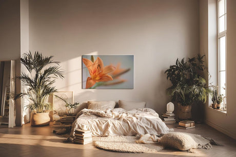 Sinus Art Wandbild 120x80cm Zarte Lilienblüte mit natürlicher Eleganz und floraler Ausdruckskraft