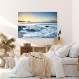 Paul Sinus Wandbild 120x80cm Meer Wellen Flut Sonnenuntergang Küste Horizont