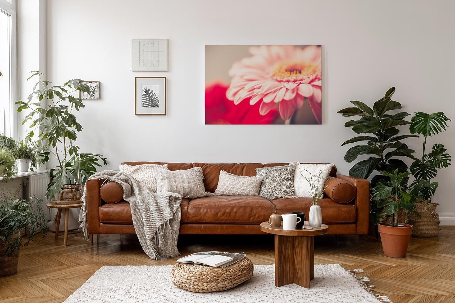 Sinus Art Wandbild 120x80cm Ruhiges Blütenmotiv mit harmonischer Lichtführung und sanften Rosétönen