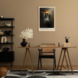 Paul Sinus Leinwandbild 60x90cm Goldener Geist – Majestätischer Kolibri mit schimmerndem Gefieder und leuchtender Aura