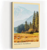Paul Sinus Kunstdruck 40x60cm Golden Pathway mit Berglandschaft und Herbstfarben