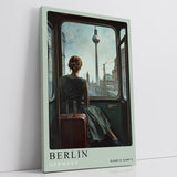 Paul Sinus Leinwandbild 40x60cm Leinwandbild Berlin Nostalgie Retro Zugreise Fernsehturm Stadtblick Vintage Atmosphäre Vergangenheit Zukunft Sehnsucht