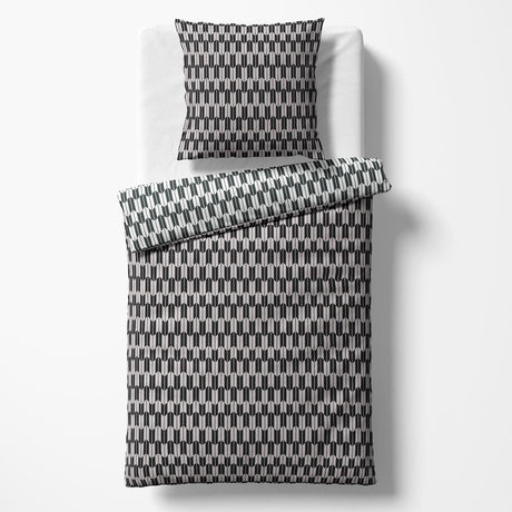 Sinus Art Mikrofaser Bettwäsche 135x200 cm + 80x80 cm – Wendedesign in Grau & Schwarz mit modernem Kachelmuster, pflegeleicht & allergikerfreundlich