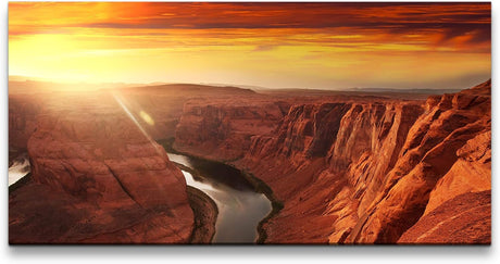 Felsschlucht in Wasser ca. 130x70cm Wandbild inklusive Schattenfugenrahmen weiss - Panorama Leinwand Bild XXL Format Wandbilder Wohnzimmer Wohnung Deko Kunstdrucke