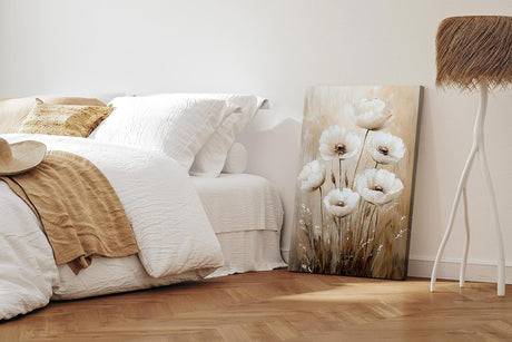 Paul Sinus 60x90cm Wandbild Zarte Blütenpoesie in Beige – Stilvolle Naturharmonie mit floraler Eleganz Blume
