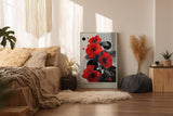 Paul Sinus Wandbild in 40x60cm Graphic Bloom – Rote Blüten im grafischen Pop-Art-Stil mit Linienund Punktmuster