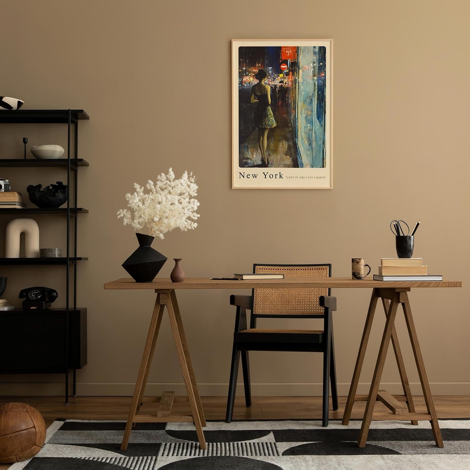 Paul Sinus Leinwandbild 60x90cm Leinwandbild New York City Nachtleben urbane Eleganz moderne Kunst geheimnisvolle Atmosphäre Lichter der Stadt