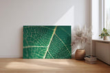 Sinus Art Wandbild 120x80cm Makroaufnahme eines grünen Blattes mit klarer Aderstruktur – faszinierend natürlich