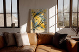 Paul Sinus Wandbild in 40x60cm Waves of Impulse – Dynamisches abstraktes Kunstwerk in Blau, Gelb und Schwarz