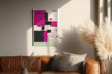 Paul Sinus Wandbild in 40x60cm The Magenta Grid – Strukturiertes abstraktes Kunstwerk in Pink, Schwarz und Weiß mit dynamischer Wirkung