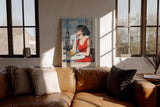 Paul Sinus Wandbild in 40x60cm The Taste of Paris Bilder einer Frau im roten Kleid auf einer Pariser Terrasse mit Blick auf den Eiffelturm
