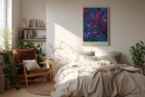 Paul Sinus Wandbild in 40x60cm Night Leaves – elegante Pflanzenblätter in stimmungsvoller Abendfarbpalette aus Pink, Lila und Blau