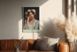 Paul Sinus Wandbild in 40x60cm The Summer Reverie verträumtes Porträt einer jungen Frau mit Blumenkranz vor dunklem Hintergrund