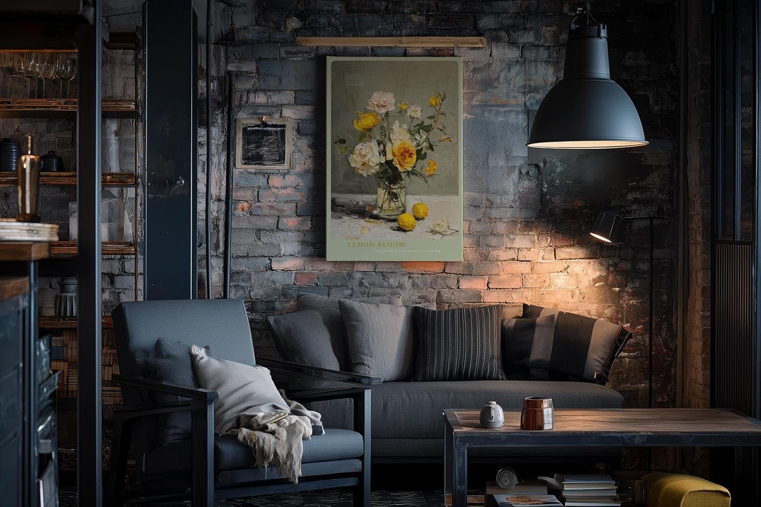 Paul Sinus Wandbild in 40x60cm Stillleben mit gelben und weißen Rosen – ausdrucksstarkes Ölgemälde für elegante Raumgestaltung