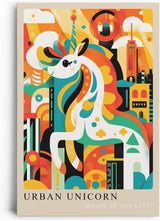 Paul Sinus Leinwandbild 60x90cm Leinwandbild Urban Unicorn magische Stadtfarben verspielte Fantasie moderne Pop-Art lebendige Ästhetik abstrakte Metropole