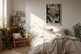 Paul Sinus Wandbild in 40x60cm Silent Reverie Porträt einer Frau mit geschlossenen Augen, umgeben von weißen Tauben, für friedvolle Raumgestaltung