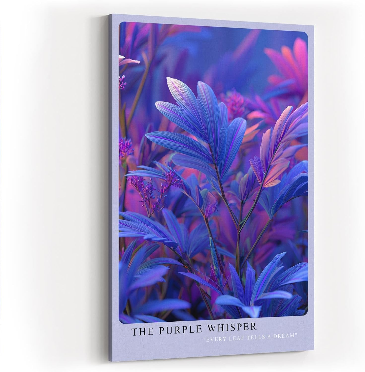 Paul Sinus Wandbild in 40x60cm The Purple Whisper – Traumhafte Nahaufnahme violetter Pflanzenblätter in leuchtenden Farbverläufen für moderne Raumakzente