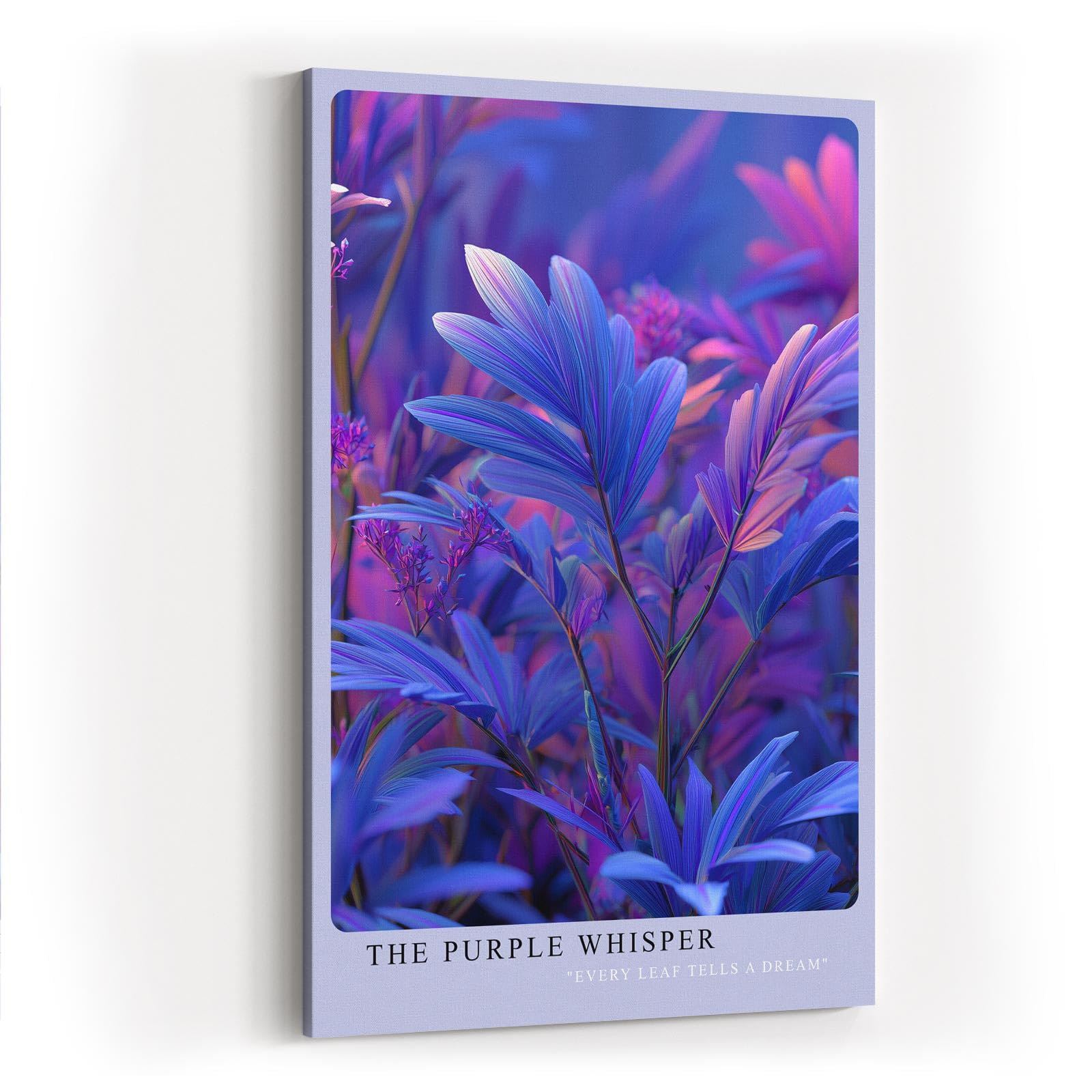 Paul Sinus Wandbild in 40x60cm The Purple Whisper – Traumhafte Nahaufnahme violetter Pflanzenblätter in leuchtenden Farbverläufen für moderne Raumakzente