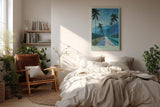 Paul Sinus Wandbild in 40x60cm The Palm Road mit malerischen Palmen und blauem Gebirgsblick in endloser Tiefe für stilvolle Raumgestaltung