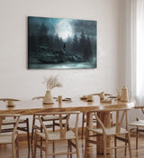 Paul Sinus Wandbild 120x80cm Vollmond Sternenhimmel Nacht Hirsch Finster