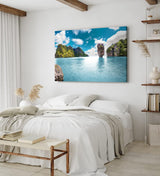 Paul Sinus Wandbild 120x80cm Insel in Thailand Meer Sonnenschein Felsen Berge