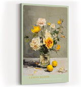 Paul Sinus Wandbild in 40x60cm Stillleben mit gelben und weißen Rosen – ausdrucksstarkes Ölgemälde für elegante Raumgestaltung