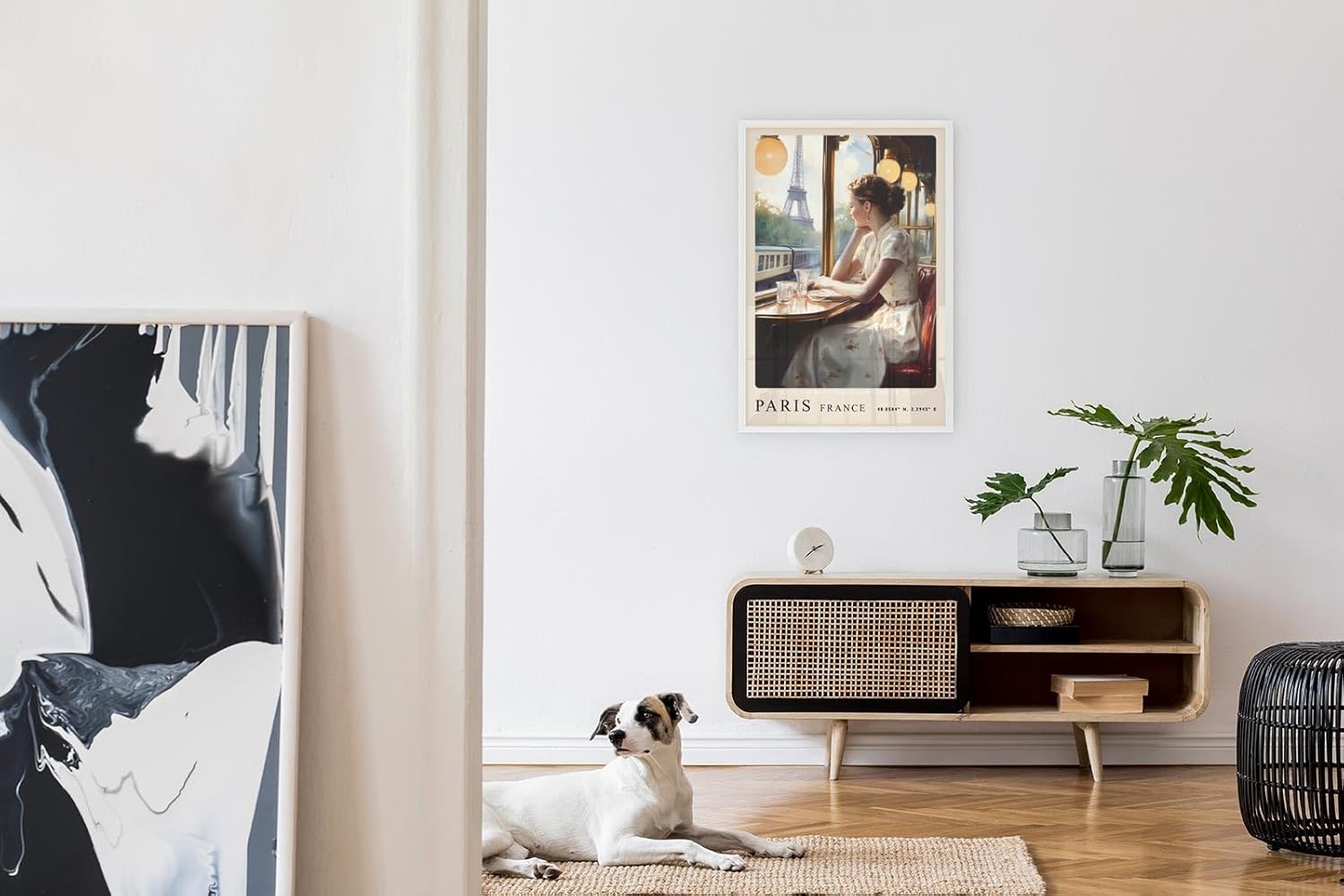 Paul Sinus Leinwandbild 80x120cm Paris Nostalgie – Eiffelturm, Zugreise, Romantik, Vintage, Frankreich, Nostalgie, Kunst, Zeitreise, Eleganz, Reflexion
