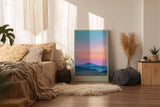 Paul Sinus Wandbild in 40x60cm Pastellfarbene Hügellandschaft im Sonnenaufgang mit sanftem Farbverlauf am Himmel