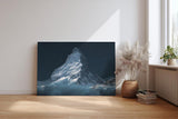 Sinus Art Wandbild 120x80cm Silbrig schimmernder Gipfel des Matterhorns vor dunklem Nachthimmel