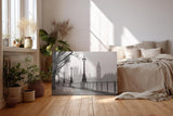 Sinus Art Wandbild 120x80cm Klassische London-Szene mit Laternenreihe und ikonischer Silhouette – elegant und urban