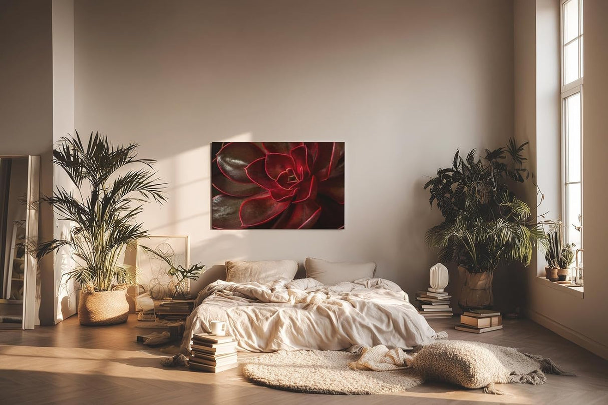 Sinus Art Wandbild 120x80cm Tiefe Rottöne mit natürlichem Glanz und faszinierender Formgebung der Blätter