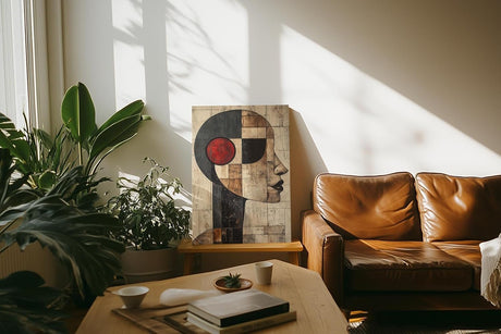 Paul Sinus 60x90cm Wandbild Zeitloser Blick – Modernes Kopfporträt als abstrakte Kunst auf Leinwand Holzrahmen