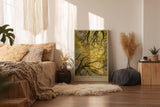Paul Sinus Wandbild in 40x60cm Crown of the Season Goldgelbes Blätterdach aus der Froschperspektive mit verwobenen Ästen für herbstliche Raumgestaltung