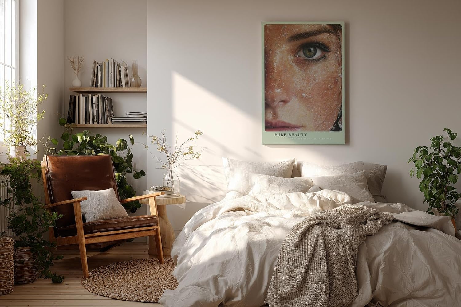 Paul Sinus Wandbild in 40x60cm Pure Beauty hyperrealistisches Porträt eines grünen Auges umgeben von Wasserperlen