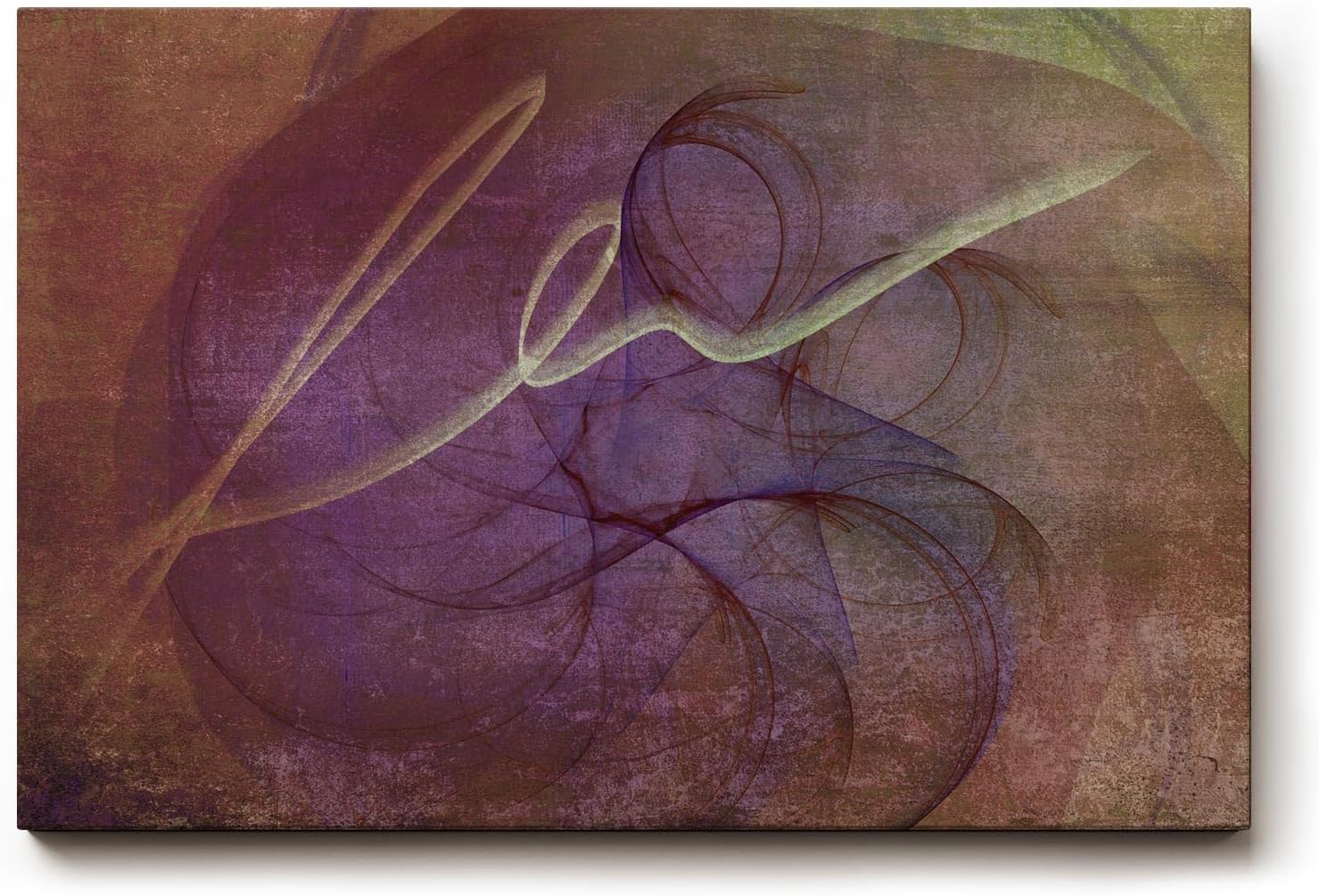Sinus Art Wandbild 120x80cm Verschlungene Linien und violette Flächen auf texturierter brauner Basis