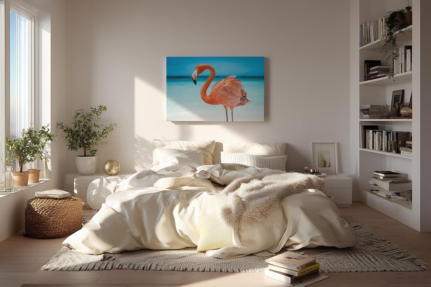 Sinus Art Wandbild 120x80cm Exotisches Flamingo-Motiv sorgt für tropisches Flair und Sommerstimmung im Raum