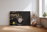 Sinus Art Wandbild 120x80cm Hochglanz-Detailaufnahme eines schwarzen Oldtimers mit nostalgischer Ausstrahlung