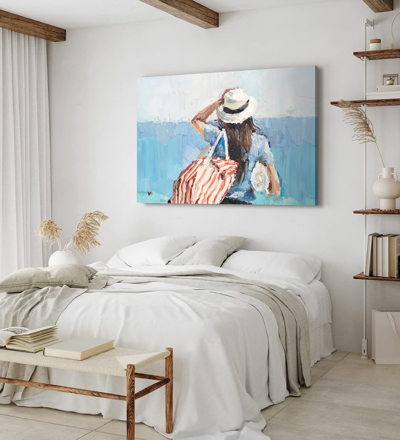 Paul Sinus Wandbild 120x80cm Junge Frau geht zum Strand Abstrakt Blau Kunstvoll