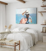 Paul Sinus Wandbild 120x80cm Junge Frau geht zum Strand Abstrakt Blau Kunstvoll