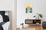 Paul Sinus Leinwandbild 60x90cm Leinwandbild Sonnenuntergangswellen – Eindrucksvolle Landschaft mit leuchtender Sonne und aufgewühltem Meer